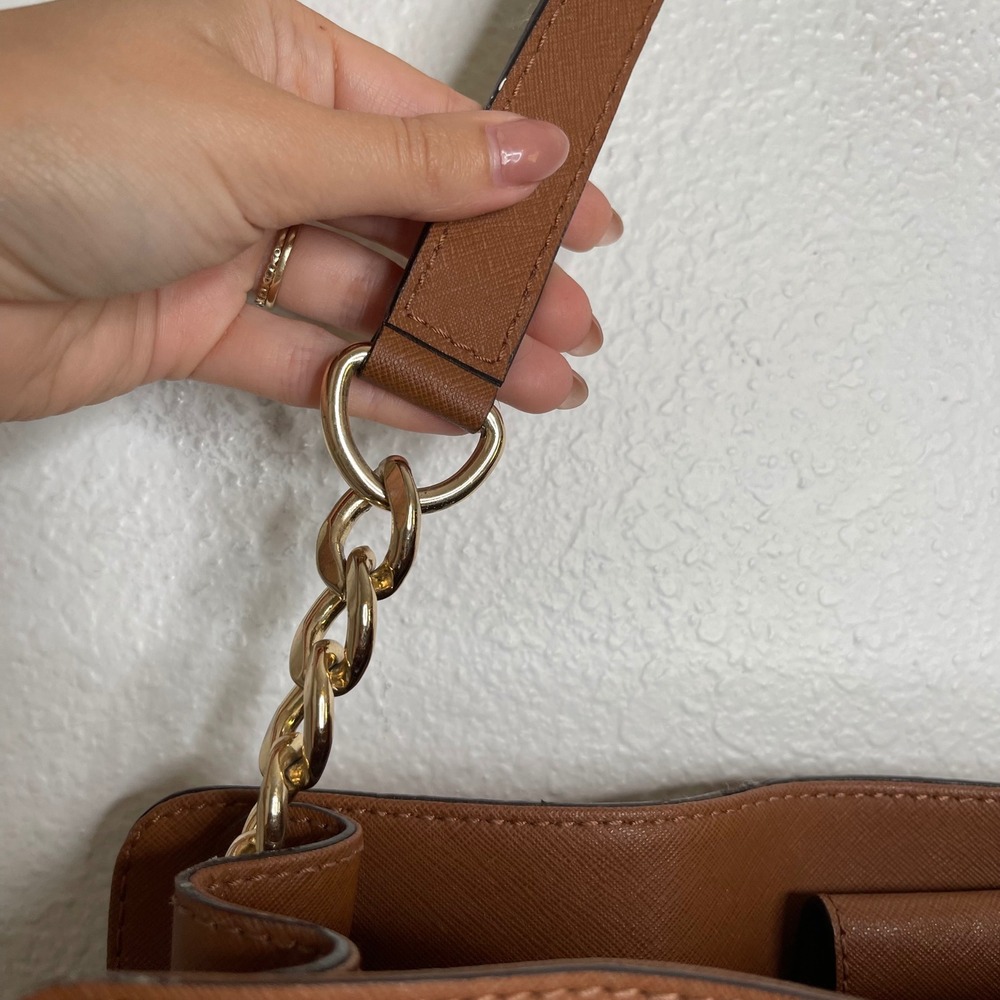 Michael Kors Hamilton North South Tote Brown Saffiano Leather Handbag - Picture 3 of 10